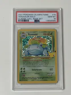 Pokemon Venusaur 15/102 Celebrations Classic Collection Holo 2021 PSA 10 - Image 1
