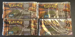 Lot of 4 Pokemon the First Movie Sealed Topps Boosters Packs (5 cards, Foil) - Image 1
