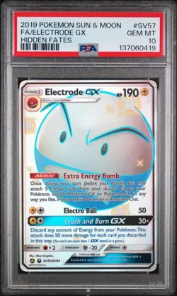 Pokemon Hidden Fates Electrode GX Full Art Shiny PSA 10 - Image 1