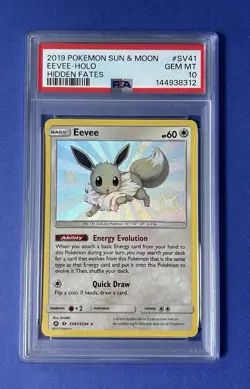 2019 Pokemon Sun & Moon Eevee Holo Hidden Fates #SV41 PSA 10 GEM MT - Image 1