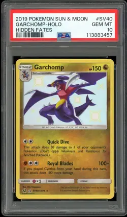 2019 POKEMON SUN & MOON HIDDEN FATES #SV40 GARCHOMP-HOLO PSA 10 - Image 1