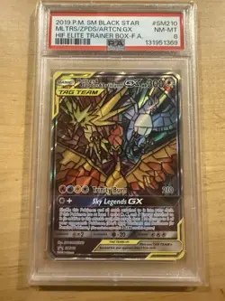 Pokemon Moltres & Zapdos & Articuno GX SM210 Black Star Promo Holo PSA 8 - Image 1