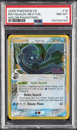 2006 POKEMON EX HOLON PHANTOMS #16 RAYQUAZA-REVERSE FOIL PSA 8 - Image 1