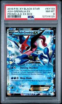 2016 POKEMON XY BLACK STAR PROMO ASH-GRENINJA EX BOX ASH-GRENINJA EX PSA 8 - Image 1