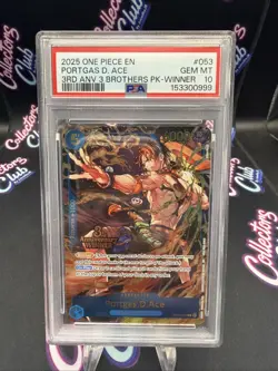 2025 ONE PIECE 3RD ANNIVERSARY TOURNAMENT WINNER #053 PORTGAS D. ACE PSA 10 - Image 1