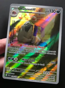 Mabosstiff 218/198 Scarlet & Violet Base ILLUSTRATION RARE HOLO Pokemon Card NM - Image 3