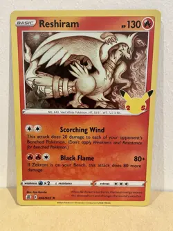 Pokemon TCG Reshiram Holo Rare Celebrations Card 002/025 - Image 1