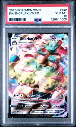 2020 Pokemon Sword & Shield Snorlax Full Art #142 VMAX PSA 10 Gem Mint - Image 1