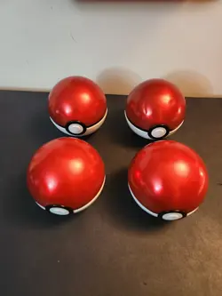 Pokemon, Lot Of 4 EMPTY STANDARD BALL Red & White Poke Ball Tins - Image 1