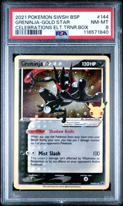 [PSA 8] Pokemon TCG Celebrations Greninja Gold Star Promo - Image 1