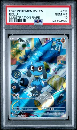 2023 POKEMON SVI EN-SCARLET & VIOLET ILLUSTRATION RARE #215 RIOLU PSA 10 - Image 1