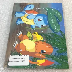 Pokemon 1997 Japanese Vintage Shogakukan Post Card - Charmander & Squirtle #1856 - Image 1