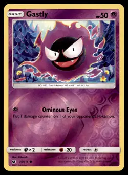 Gastly 36/111 Common Crimson Invasion Pokemon Reverse Holo Lightly Played - Image 1