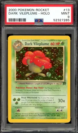 2000 PSA 9 Pokemon Rocket Dark Vileplume Holo Rare 13/82 Card Swirl Mint - Image 1