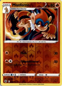Monferno 025/172 Reverse Holo SWSH09: Brilliant Stars Pokemon Card TCG - Image 1