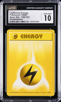 1999 POKEMON BASE SET - SHADOWLESS #100/102 LIGHTNING ENERGY CGC 10 GEM MINT - Image 1