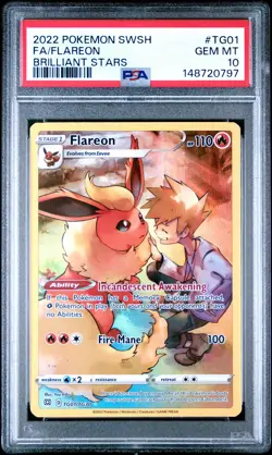 2022 Pokemon Sword & Shield Brilliant Stars #TG01 Fa/Flareon PSA10 - Image 1