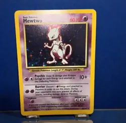 Pokemon TCG Mewtwo Base Set Holo Foil Rare Card 10/102 Vintage Card 1999 LP - Image 2