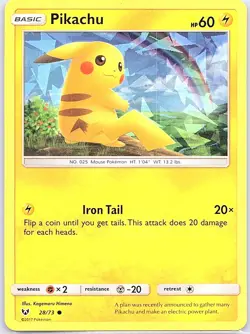 Pikachu 28/73 Cracked Ice Holo Shining Legends - Pokemon Card - NM - Image 1