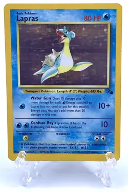 Vintage Pokemon Card Lapras # 10 / 62 Water Gun | Foil - Holo Rare Fossil HP - Image 1