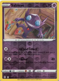 Sableye 067/203 Common Evolving Skies Pokemon Reverse Holo Near Mint - Image 1