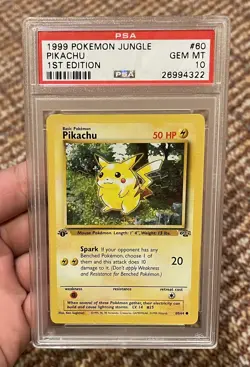 1999 POKEMON JUNGLE #60 PIKACHU 1ST EDITION PSA 10 GEM MINT - Image 1