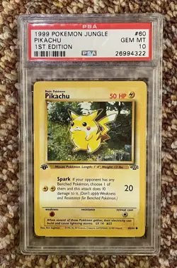 1999 POKEMON JUNGLE #60 PIKACHU 1ST EDITION PSA 10 GEM MINT - Image 2