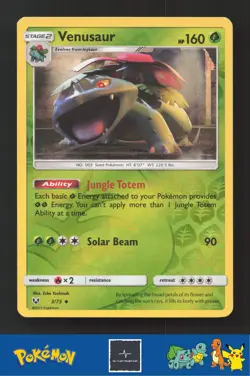 2017 Pokemon SM Shining Legends 3/73 Venusaur Reverse - Image 1