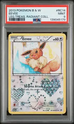 2013 POKEMON B&W LEGEND TREASURES RADIANT COLL #RC14 EEVEE PSA 9 - Image 1