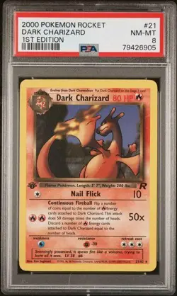 2000 Pokemon Rocket Dark Charizard 1st Edition 21 PSA 8 - Image 1