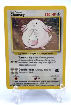 Pokemon TCG Vintage Base Set Chansey 3/102 Rare Foil / Holo HP Scrunch Attack - Image 1