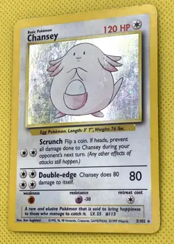 Pokemon TCG Vintage Base Set Chansey 3/102 Rare Foil / Holo HP Scrunch Attack - Image 2