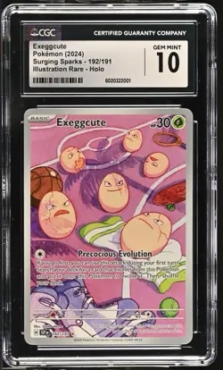 💎CGC 10💎 Gem Mint Exeggcute 192/191 Surging Sparks Illustration Rare Pokemon - Image 1