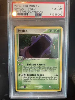 2006 POKEMON EX CRYSTAL GUARDIANS SWALOT #11/100 HOLO RARE PSA 8 - Image 1