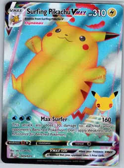 Surfing Pikachu VMAX 009/025 Celebrations - Pokemon Card - NM - Image 1