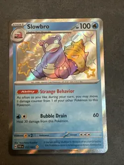 Pokemon TCG Slowbro 117/091 Baby Shiny Holo Rare Paldean Fates Set - Image 1