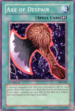 YuGiOh! "Axe of Despair" #SYE-035 Unlimited Common. Lightly Played - Image 1