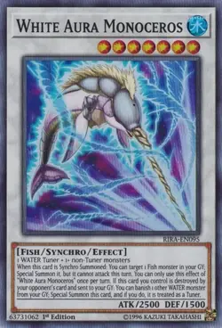 RIRA-EN095 White Aura Monoceros Super Rare 1st Edition Near Mint YuGiOh TCG - Image 1