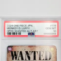 PSA 10 Monkey D. Luffy OP05-119 SEC WANTED Alt Art One Piece Card Japanese - Image 5
