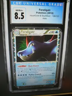 CGC 8.5 Feraligatr Prime Holo Rare 108/123 HeartGold SoulSilver Pokemon Card - Image 2
