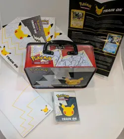 Pokemon 25th celebration Lunch Box Tin With Notepad Stickers & Empty Card Holder - Image 1