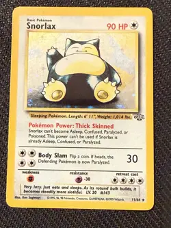 Pokemon TCG Snorlax Jungle Holo Rare Card 11/64 Unlimited 1999 - Image 1