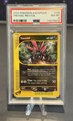 2003 Pokemon Aquapolis English Card - PSA 8 - Sneasel Reverse Foil #110/147 - Image 1