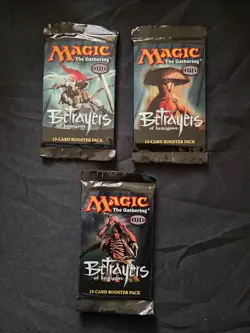 MTG Betrayers of Kamigawa, SEALED, English booster packs X3, each pack art 2005 - Image 1