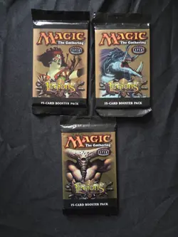 MTG LEGIONS release, SEALED, English booster packs X3, one of each pack art 2003 - Image 1