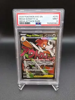 2026 pokemon ascended heroes mega scrafty ex mega attack rare 270 psa 9 - Image 1
