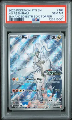 2025 POKEMON JTG EN-JOURNEY TOGETHER #167 N'S RESHIRAM PSA 10 - Image 1