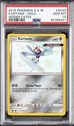 2019 POKEMON SUN & MOON HIDDEN FATES #SV33 KARTANA-HOLO PSA 10 - Image 1