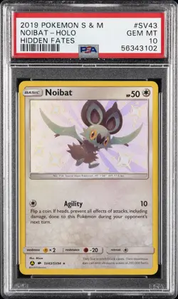 2019 POKEMON SUN & MOON HIDDEN FATES #SV43 NOIBAT-HOLO PSA 10 - Image 1
