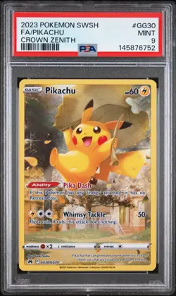2023 POKEMON SWORD AND SHIELD CROWN ZENITH #GG30 FA/PIKACHU PSA 9 - Image 1